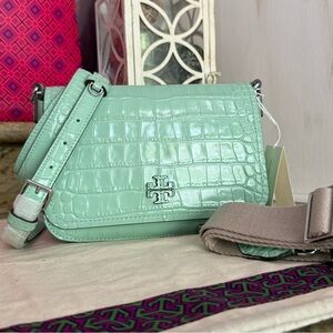 Tory Burch THEA EMBOSSED FLAP CROSSBODY / shoulder in NORTHERN LIGHTS color